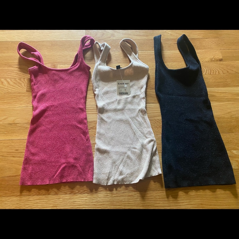 Bebe ribbed sweater knit tanks